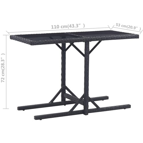  Vrtni stol crni 110 x 53 x 72 cm stakleni i poliratan Slike