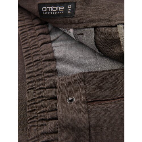 Ombre Men's chino pants with elastic waistband SLIM FIT - chocolate Cene