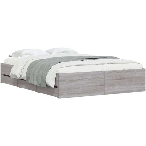 vidaXL Posteljni okvir s predali siva sonoma 120x190 cm inženirski les Cene