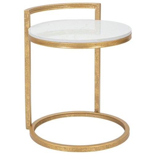 Mauro Ferretti Okrugao pomoćni stol s mramornom pločom &oslash; 40,5 cm Round Marble &ndash; Cijene