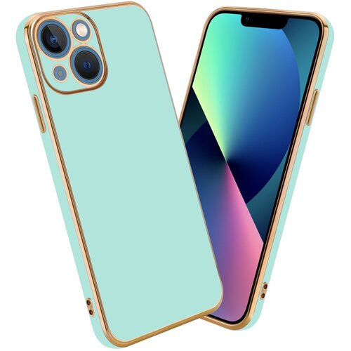 Cadorabo Ohi&amp;scaron;je, združljiv z Apple v sijajni metini zeleni barvi - Zlato - za&amp;scaron;čitno prevleko iz fleksibilnega silikona TPU in z za&amp;scaron;čito pred kamero, (20602971) Slike
