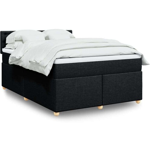  Krevet s oprugama i madracem crni 140 x 190 cm od tkanine Slike