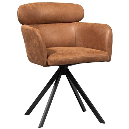 WOOOD Konjak smeđa podstavljena blagovaonska stolica s naslonima za ruke Fenne &amp;ndash; Slike