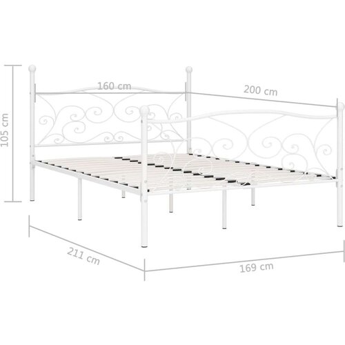 VidaXL Okvir za krevet s podnicama bijeli metalni 160 x 200 cm Slike