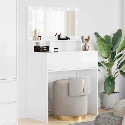 vidaXL Toaletne mize za spalnice Visok sijaj bela 80 x 39,6 x 135 cm Cene