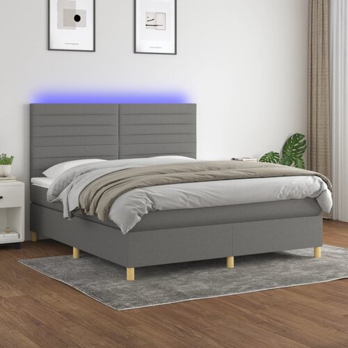 Krevet box spring s madracem LED tamnosivi 160x200 cm tkanina Cene