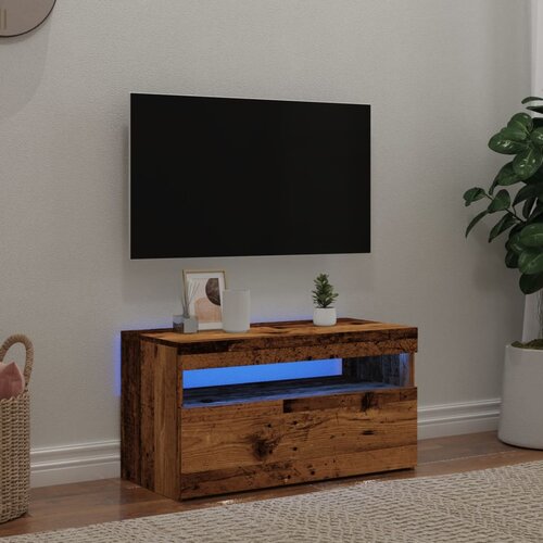 VidaXL TV omarica z LED starinski les 75x35x40 cm inženirski les Slike