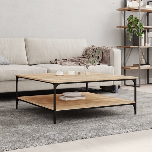 VidaXL Klubska mizica sonoma hrast 100x100x40 cm inženirski les Slike