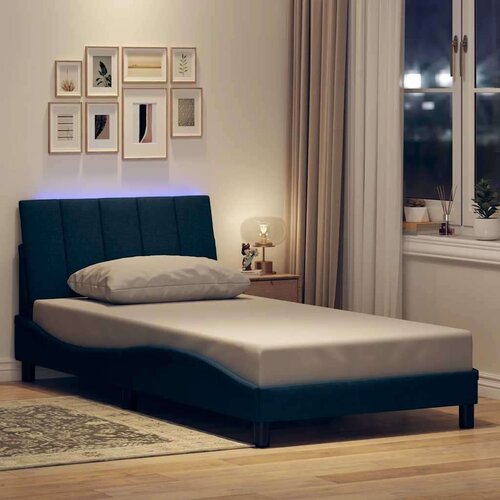  posteljni okvir brez vzmetnice Modra 100x200cm Tkanina Cene