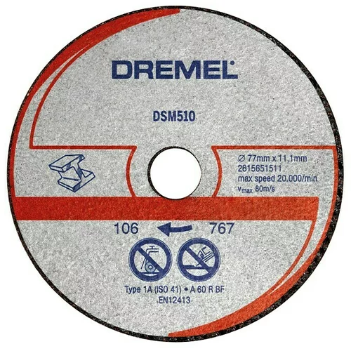 Dremel Rezni disk DSM 510 (Promjer rezne ploče: 77 mm, Prikladno za: Metal, Dubina reza: 20 mm, 3 Kom.)