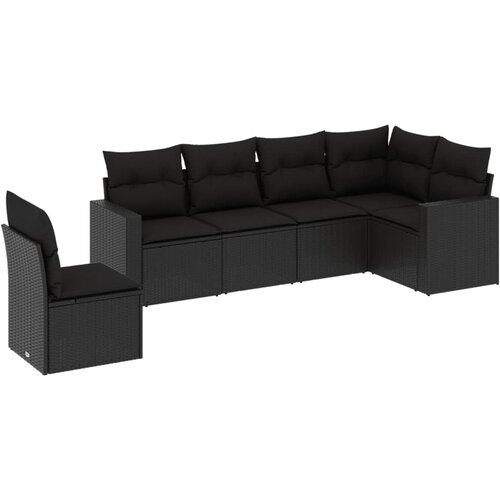  6-dijelni set vrtnih sofa s jastucima crni od poliratana Crna 65.5 x 62 x 69 cm Slike