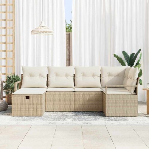  Sjedeća garnitura za vrt 6 kom. Bež poliratan 232 x 122 x 85 cm Slike