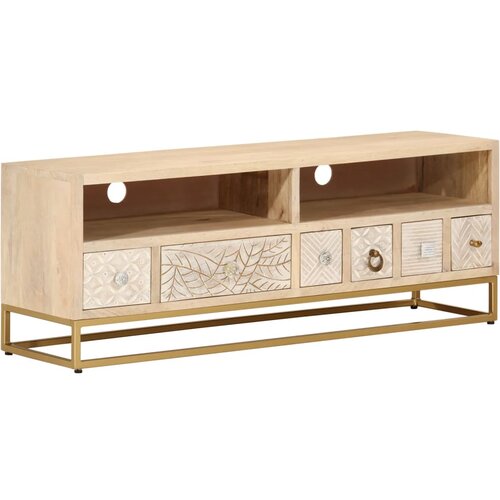 Furnova TV omarica 110x30x40 cm trden mangov les in železo, (21922946) Slike