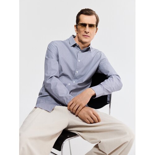 Reserved Slim fit košulja s uzorkom - mornarsko plava Cene