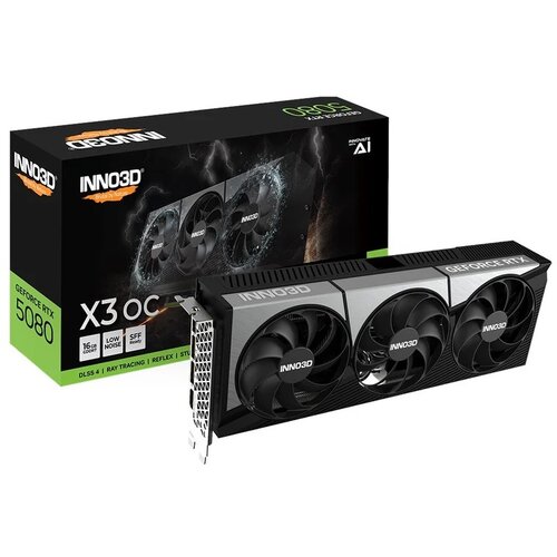 Inno3d NVIDIA GEFORCE RTX 5080 X3 OC 16GB GDDR7 256bit, 2460 MHz / 30Gbps, 3x DP, 1x HDMI, 3 fan, 2,5 slot N50803-16D7X-17603930 Slike