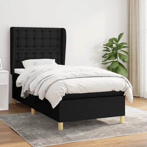 vidaXL Box spring krevet s madracem crni 90x190 cm od tkanine
