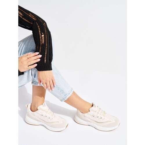 Shelvt Beige women's sports shoes with a thick sole Cijene