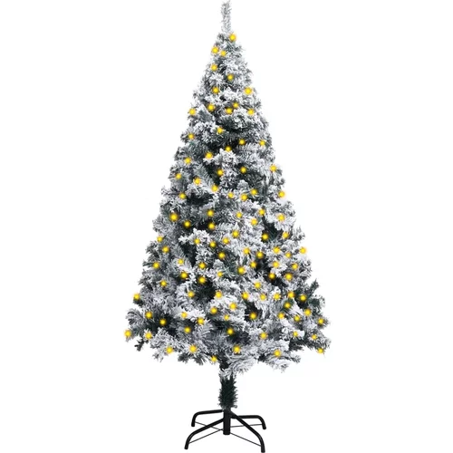 vidaXL umjetno božićno drvce s LED svjetlima i snijegom zeleno 120 cm