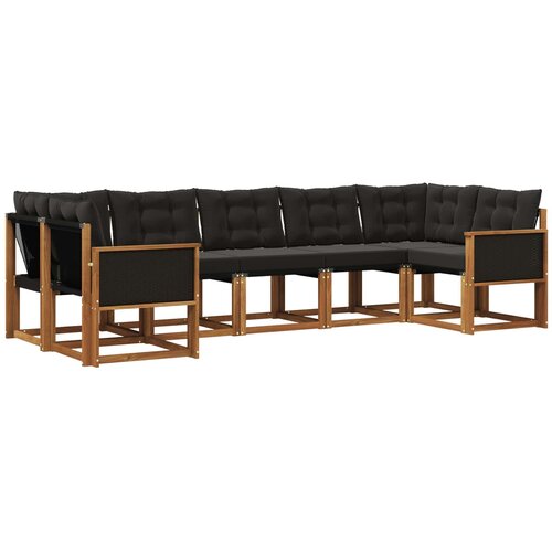 vidaXL Zunanja garnitura za sedenje z blazino 7 pcs Naravna in črna, (5000280699) Cene