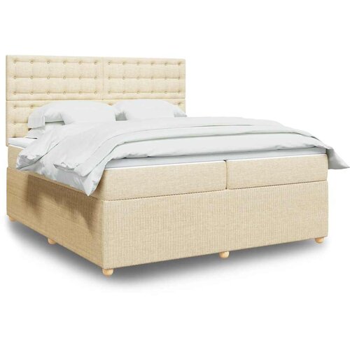  Krevet s oprugama i madracem krem 200 x 200 cm od tkanine Cijene