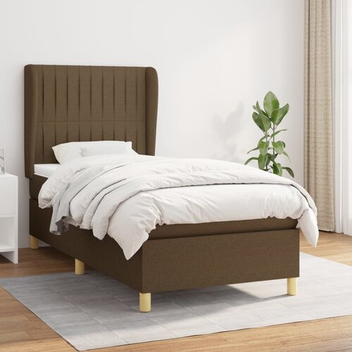 The Living Store Box spring postelja z vzmetnico temno rjava 90x200 cm blago - Box Spring Postelja, (21449990) Slike