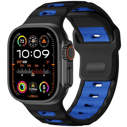 INF Eleganten silikonski pa&scaron;ček za Apple Watch Series 1-10 Black+Blue, (5000079401) Cene