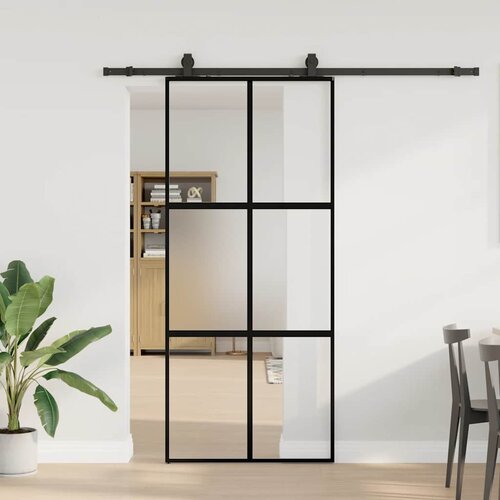  Klizna vrata s priborom crna 90 x 205 cm kaljeno staklo Cijene