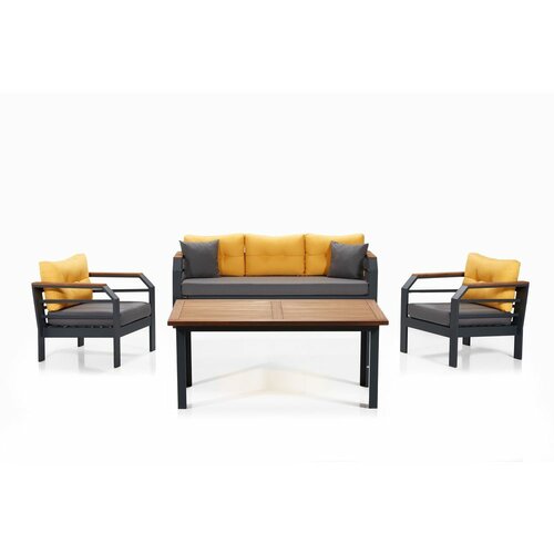 Assento 3+1+1+M - Yellow,Grey,Black YellowGreyBlack Garden Lounge Set Slike