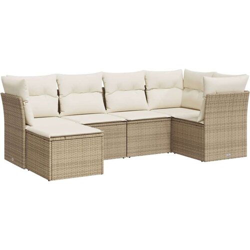 VidaXL 6-dijelni set vrtnih sofa s jastucima bež od poliratana Slike