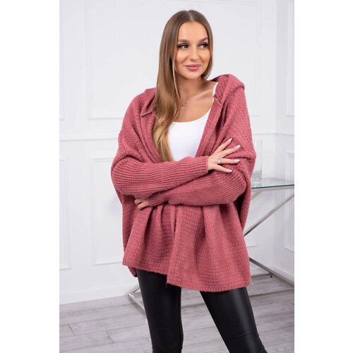  Hooded sweater with batwing sleeve dark pink Slike