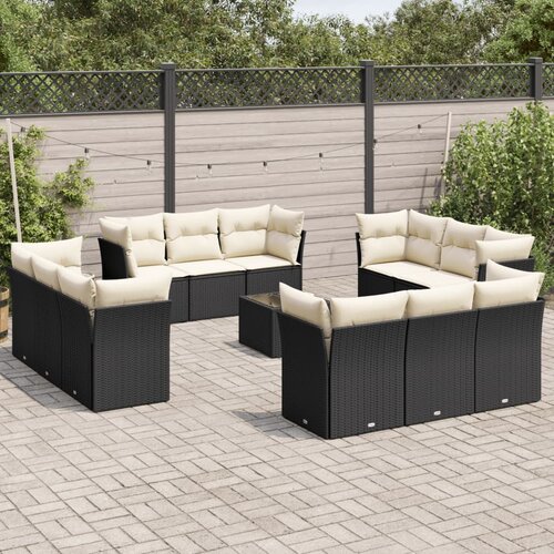  13-dijelni set vrtnih sofa s jastucima poliratan crni Cijene