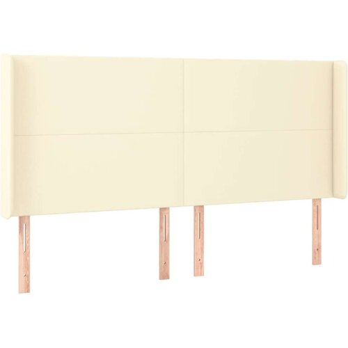  Krevet box spring s madracem LED krem 180x200cm od umjetne kože Slike