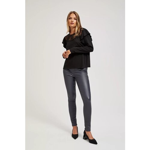Marisse Waxed Skinny Trousers, Gray Slike