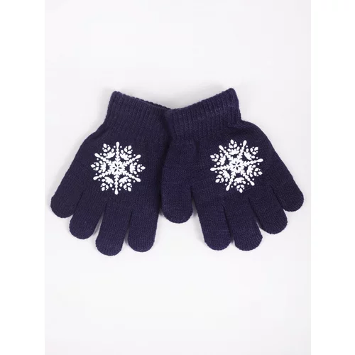 Yoclub Kids's Girls' Five-Finger Gloves RED-0012G-AA5A-007 Navy Blue