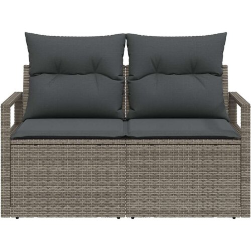 VidaXL Sofa za vrt s jastucima za 2 osobe Siva Poliratan Slike