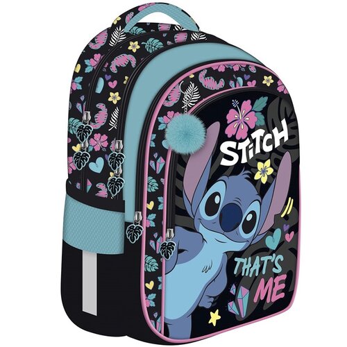 Unipap &amp;Scaron;kolski ruksak s uzorkom Disney Stitch, s 4 pretinca i plavim pomponom BPL58 40x29x19 cm Slike