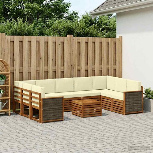  Set vanjskih sofa 10 kom. Prirodna i krem Slike