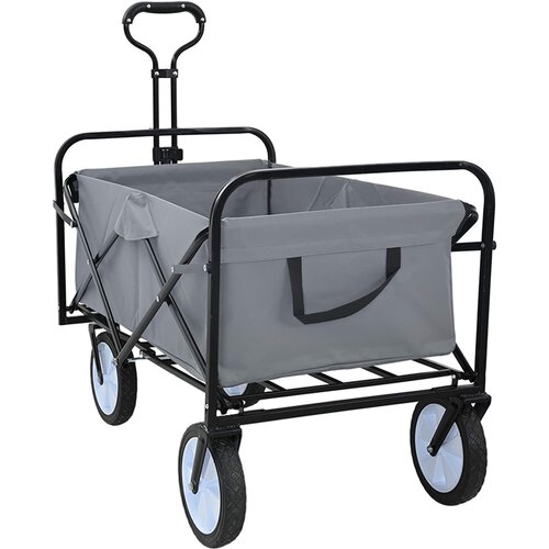 vidaXL Zložljiv ročni voziček Siva 94 x 53 x 99 cm Oxford tkanina, (5000285919) Cene