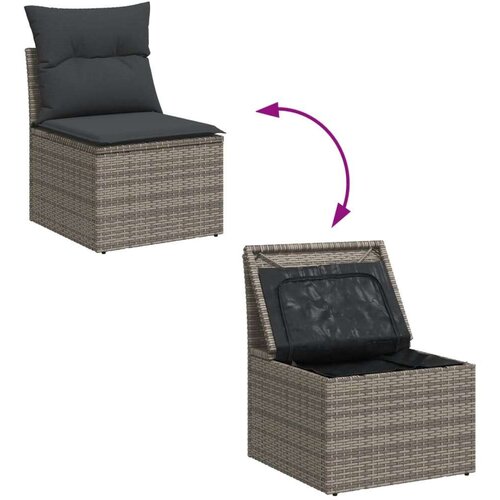 VidaXL 9-dijelni set vrtnih sofa od poliratana s jastucima sivi Slike