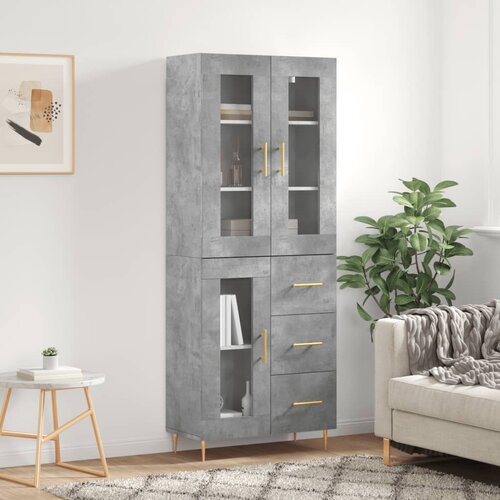 The Living Store Visoka komoda betonsko siva 69,5x34x180 cm inženirski les - Visoka Omarica, (21657421) Cene