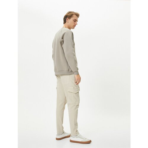 Koton Washed Trousers Cargo Pocket Stitch Detail Slim Fit Buttoned Slike