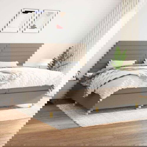  Box spring postelja z vzmetnico taupe 200x200 cm blago, (20894000) Slike