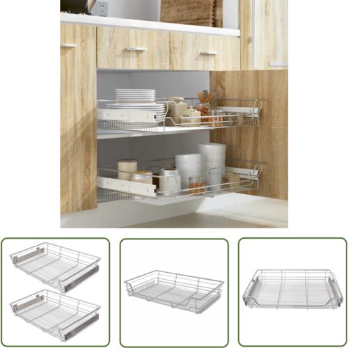 The Living Store Izvlečne košare mrežaste 2 kosa 800 mm srebrne - Žična Košara, (21745056) Cene