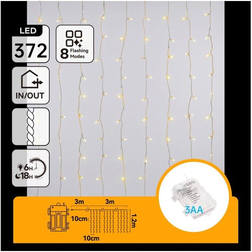 Aigostar LED spoljni božićni lanac 372xLED/8 funkcija 3xAA 6x1,2m IP44 topla bela Slike