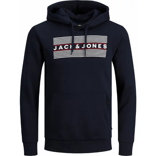 Jack & Jones Moški pulover ECORP LOGO SWEAT HD Temno modra