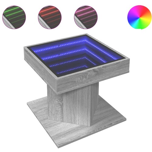  Stolić za kavu LED boja hrasta 50x50x45 cm konstruirano drvo Siva Slike