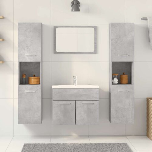  4-dijelni set kupaonskog namje&scaron;taja siva boja betona drveni 60 x 38.5 x 46 cm + 30 x 30 x 130 cm Cijene