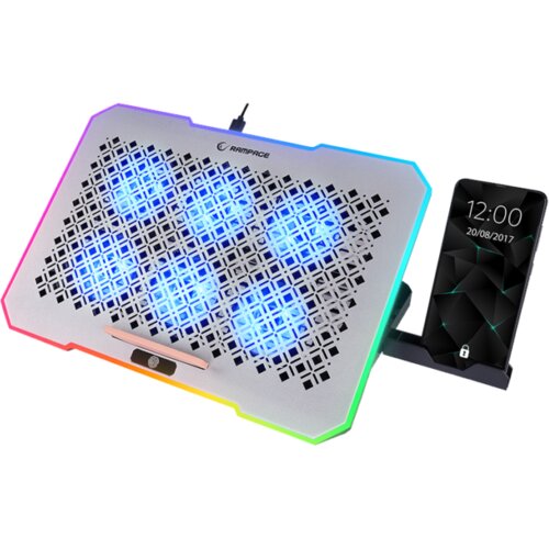  Postolje za notebook gaming Rampage S48 FREEZ Silver 10 Mode RGB 70*70*10MM*6 Fan 9”-17” Notebook Cooler Stand, 40724 Cene