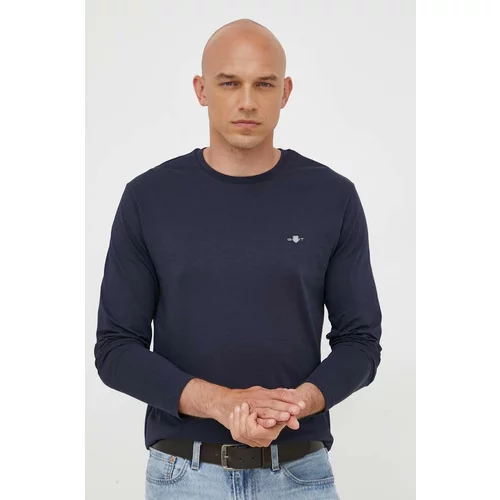 Gant Pamučna majica dugih rukava boja: tamno plava, glatki model