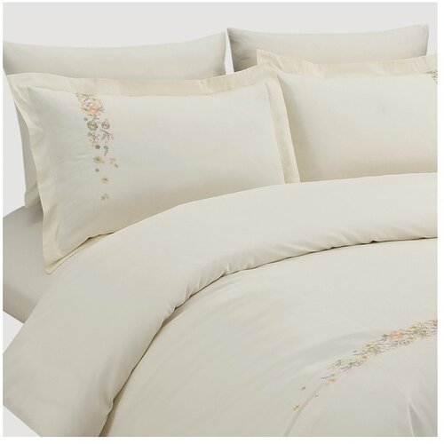 Mila Home Luxury Krem posteljina za krevet za jednu osobu od pamučnog satena s uključenom plahtom/6-dijelna 140x200 cm Maison Bloom &amp;ndash; Slike